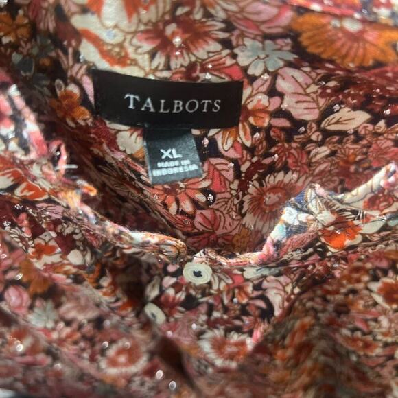 TALBOTS RUFFLE FLORAL LONG SLEEVE BLOUSE SIZE XL - Picture 3 of 6